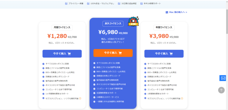 iMyFone MagicMicプラン、値段の違い