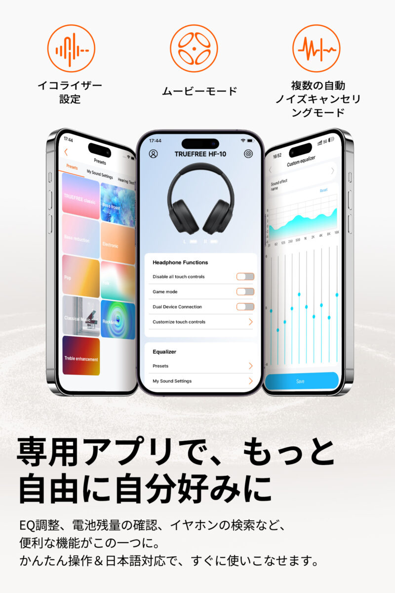 TRUEFREE HF-10 専用アプリでもっと自由に自分好みに